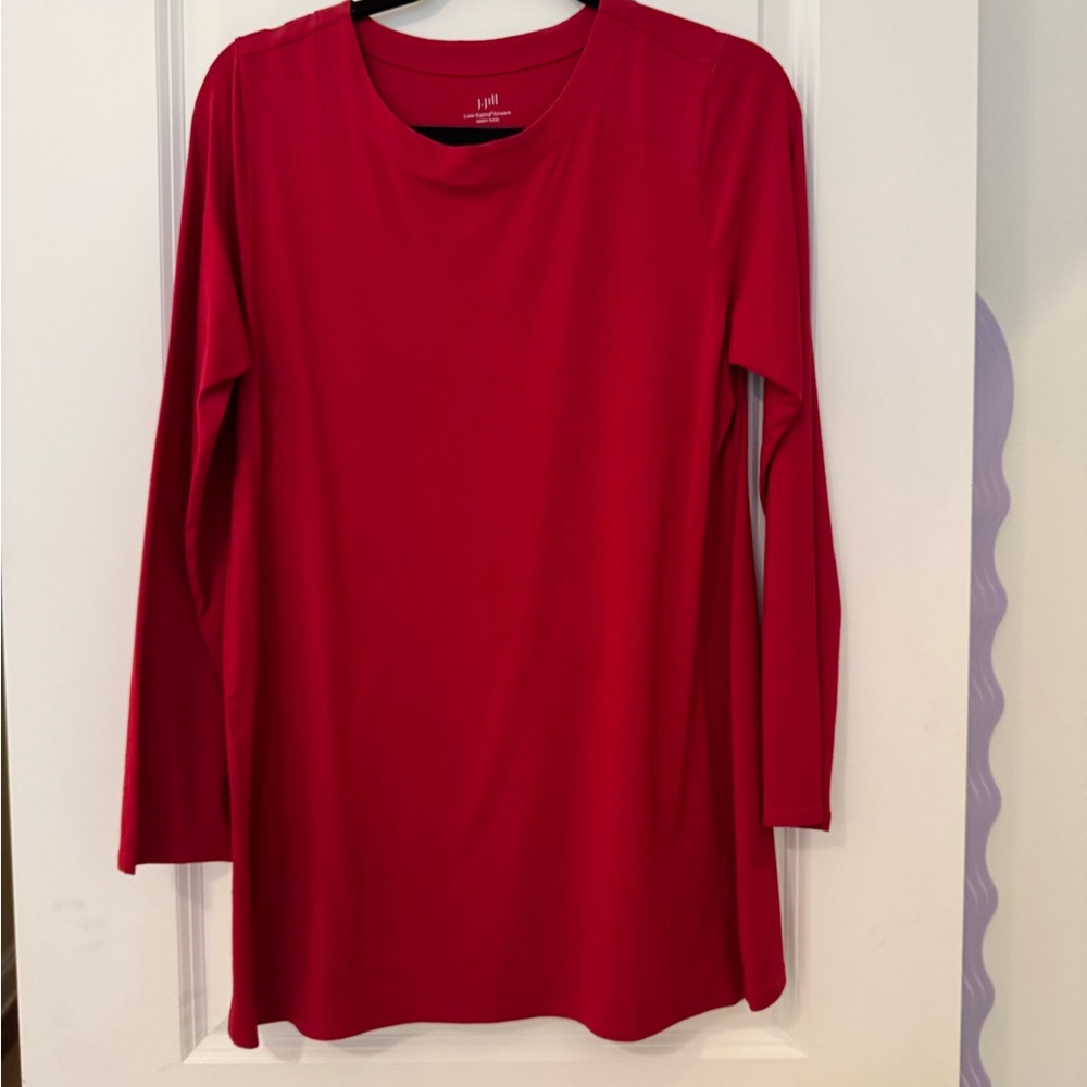 J. Jill Red Relaxed Long Sleeve Tee